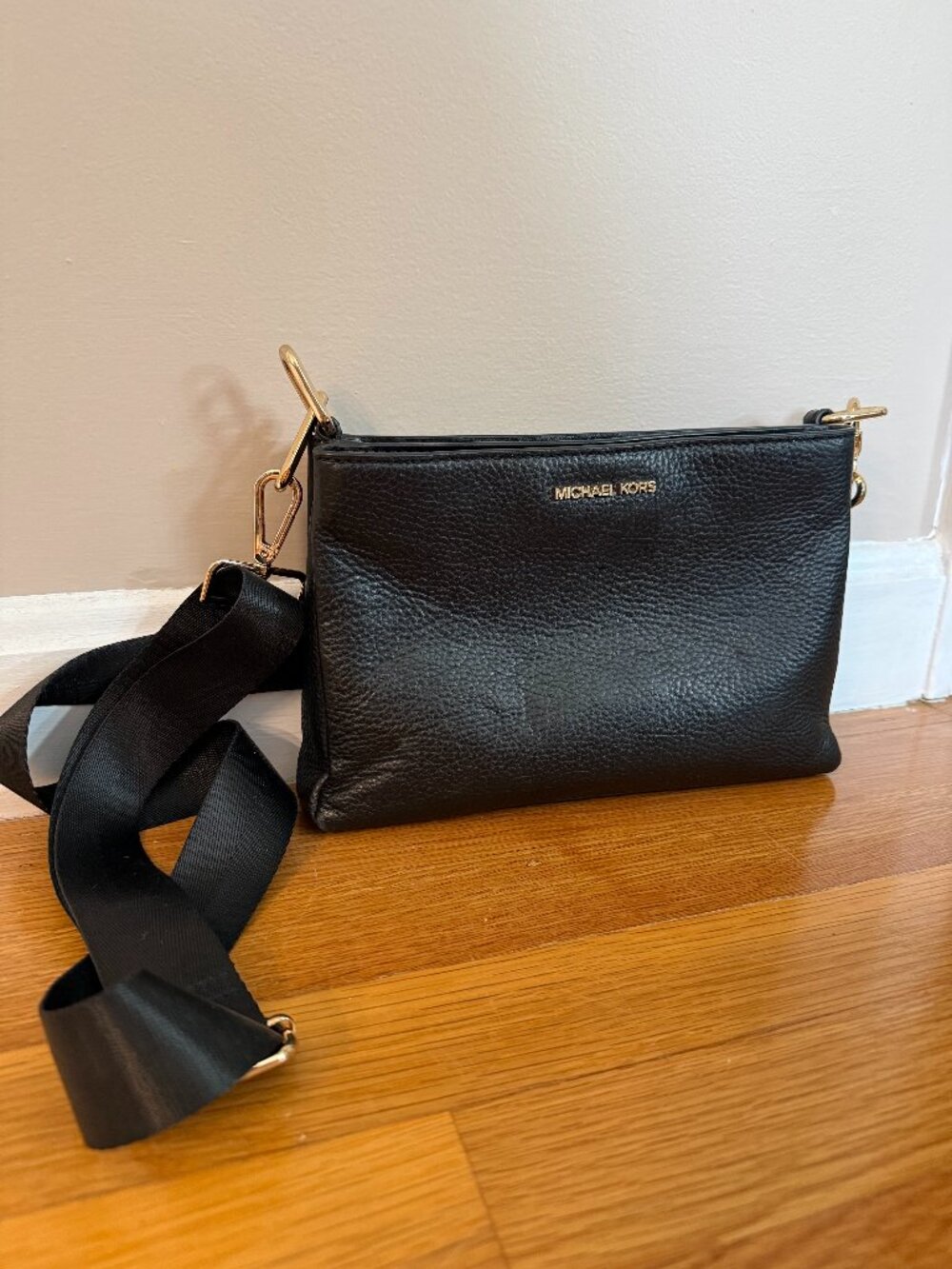 Michael Kors black leather crossbody bag